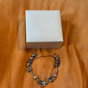Pandora Silver and Gold Charm Bracelet